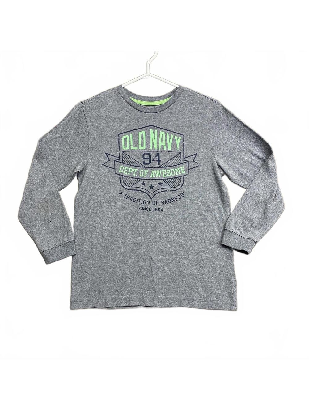 Old Navy Dept Of Awesome Grey Long Sleeve Graphic Tee youth Size Large